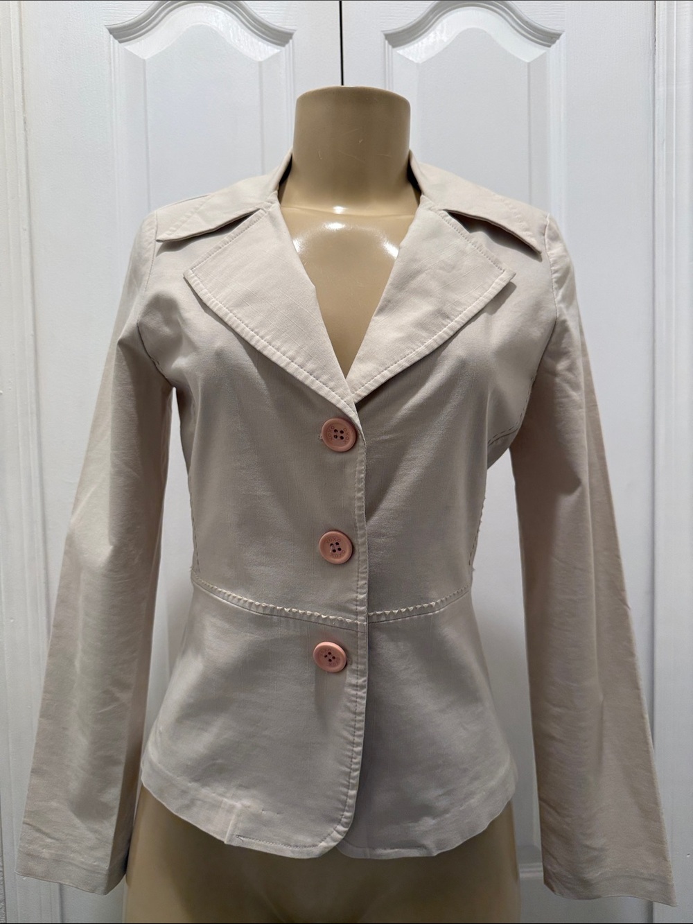 XOXO Light Beige Button-Front Blazer